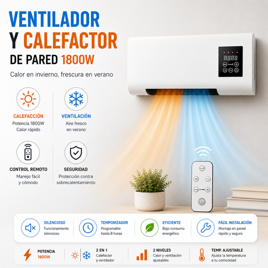 Ventilador y calefactor de 2 en 1
